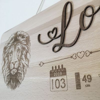 demande sur mesure - plaque de naissance bois