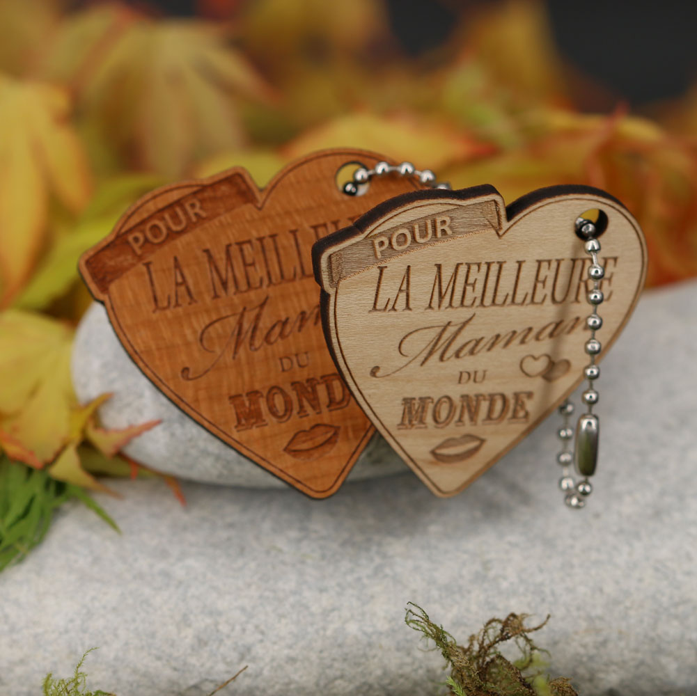 porte-clés bois 50 mm à personnaliser gravé le flatteur