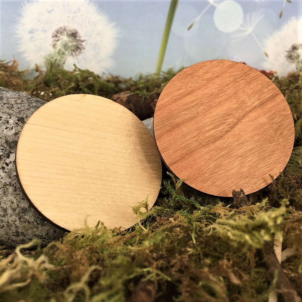magnet personnalisé 50 mm rond en bois gravé