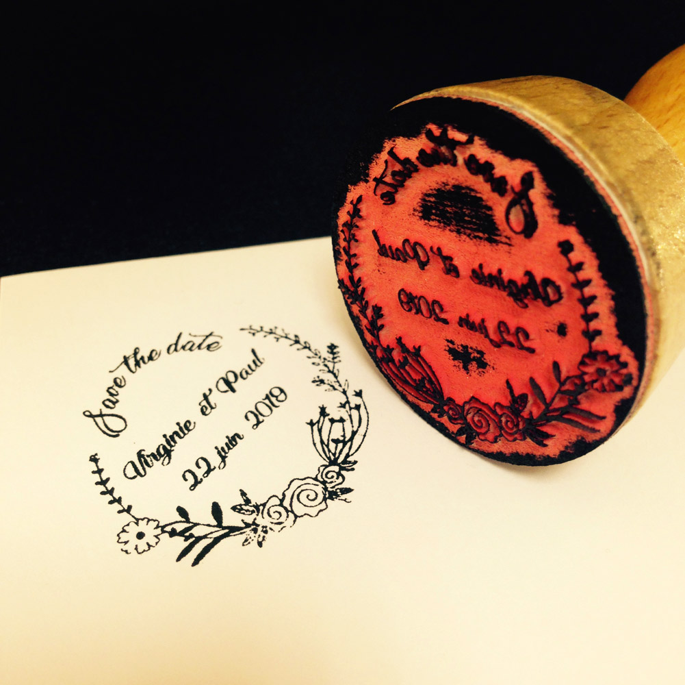 tampon bois pour mariage personnalisé rond 40 mm