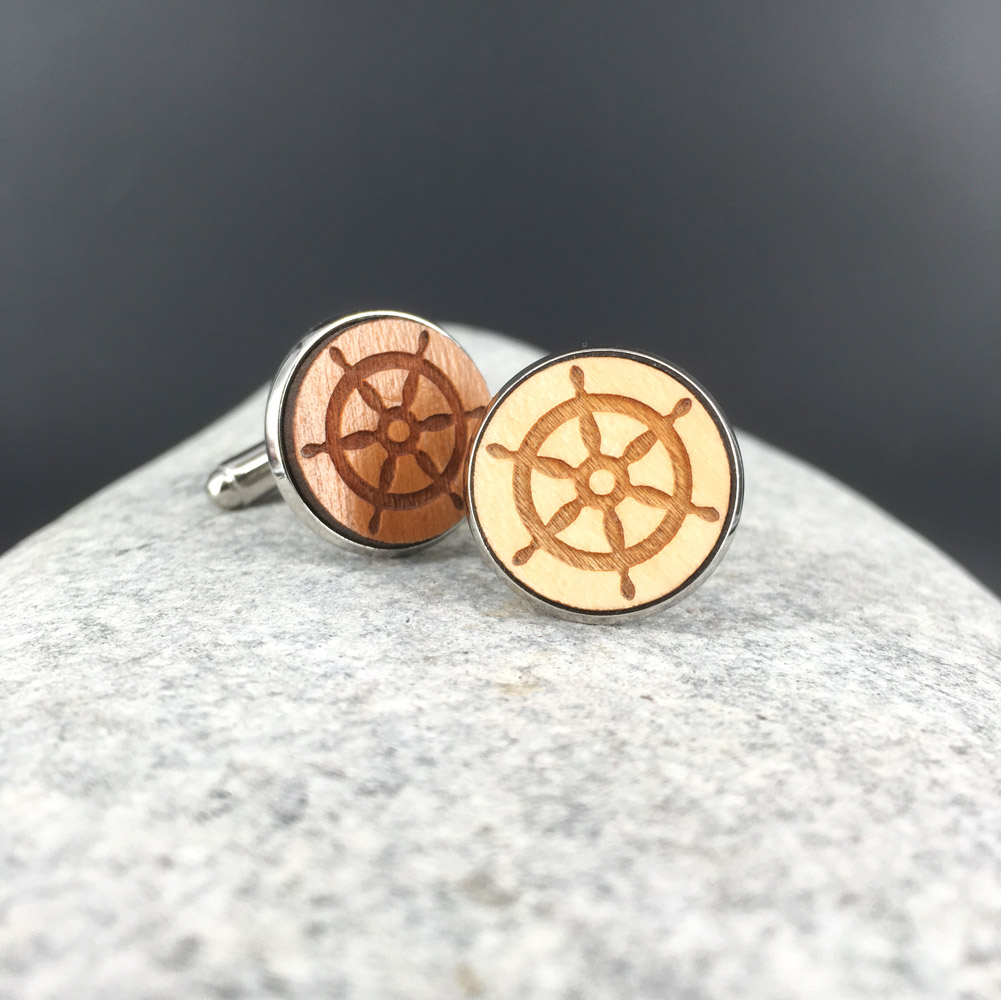 bouton de manchette personnalisé en bois gravé 16 mm
