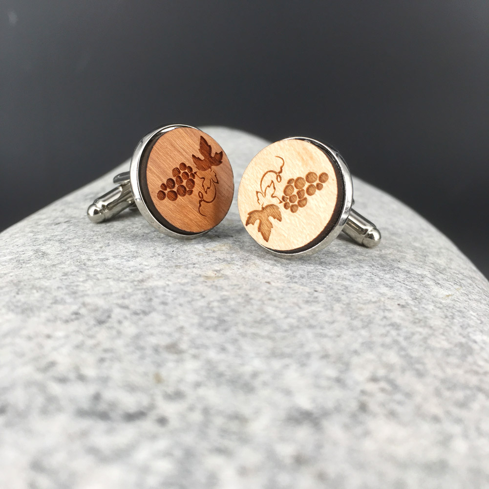 bouton de manchette personnalisé en bois gravé 16 mm