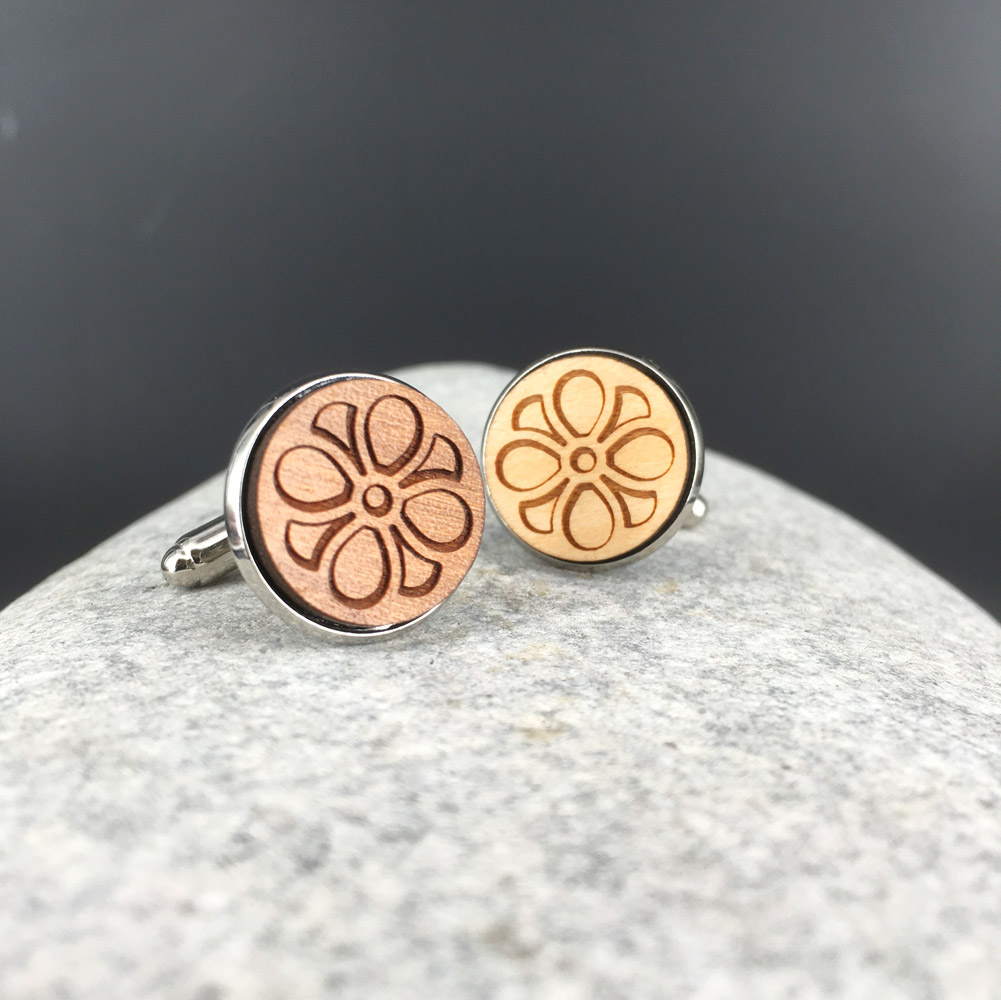 bouton de manchette personnalisé en bois gravé 16 mm
