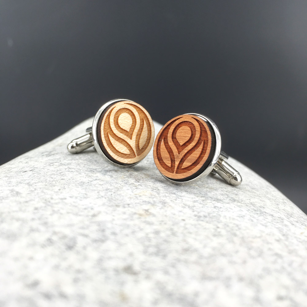 bouton de manchette personnalisé en bois gravé 16 mm mariage