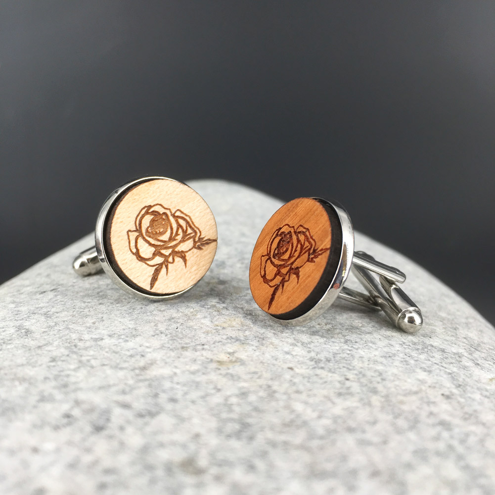 bouton de manchette personnalisé en bois gravé 16 mm mariage