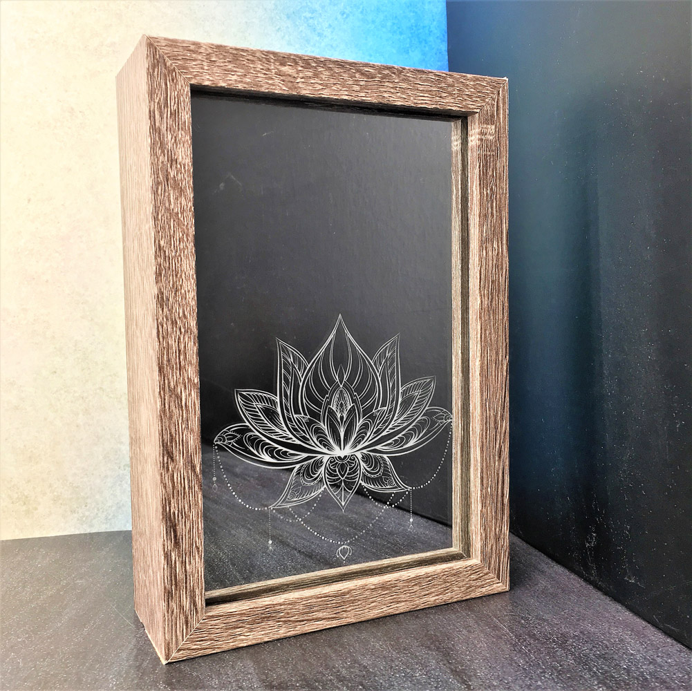 box led décoration gravée lotus décoration zen