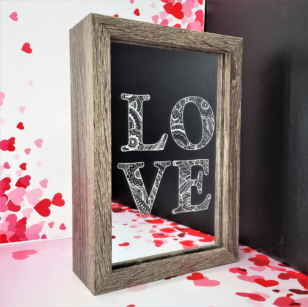 box led décoration gravée Saint Valentin