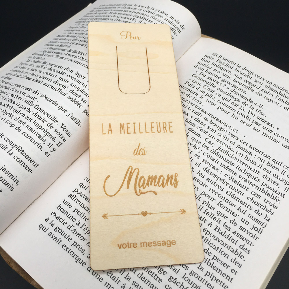 marque-page personnalisé en bois gravé meilleure maman