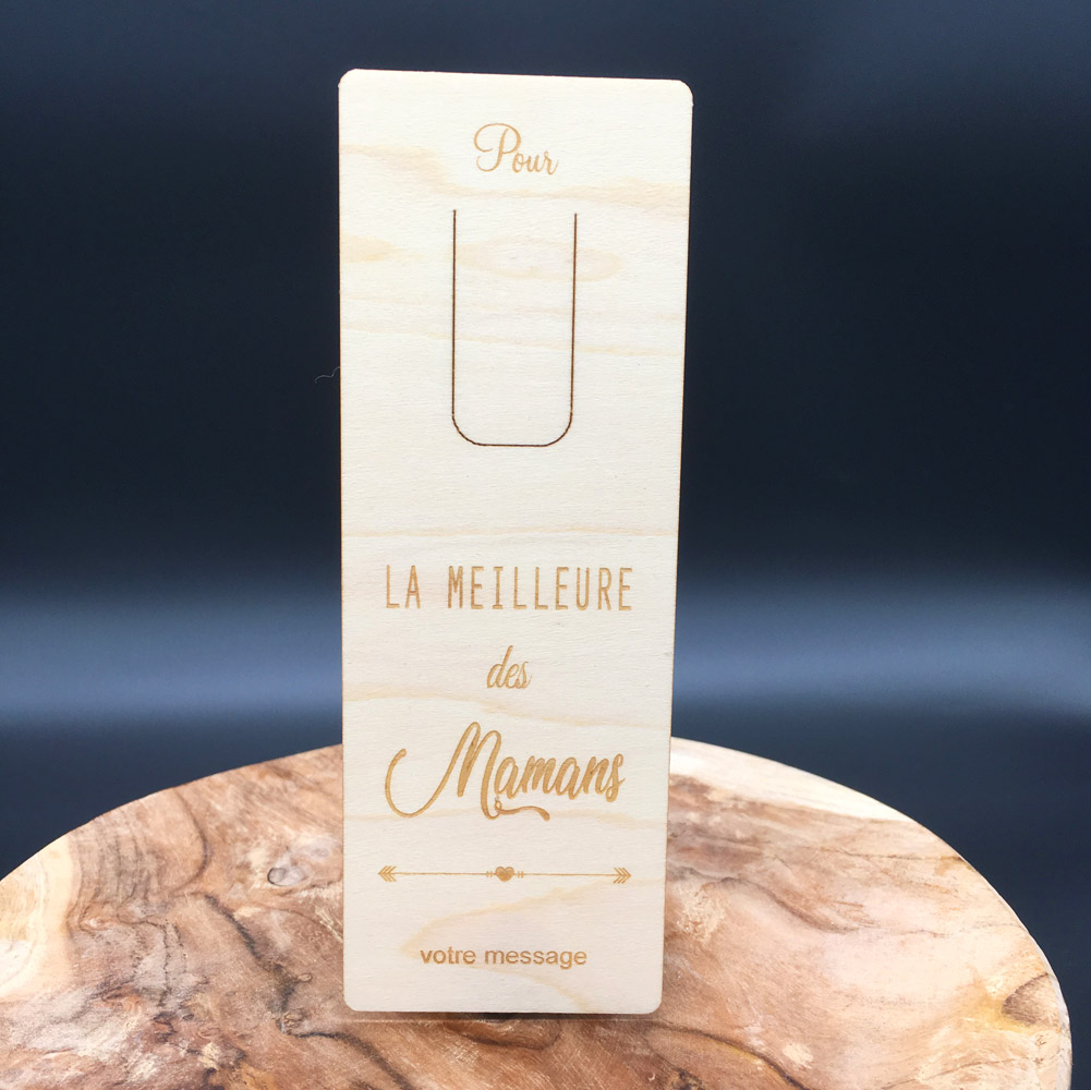 marque-page personnalisable en bois gravé meilleure maman