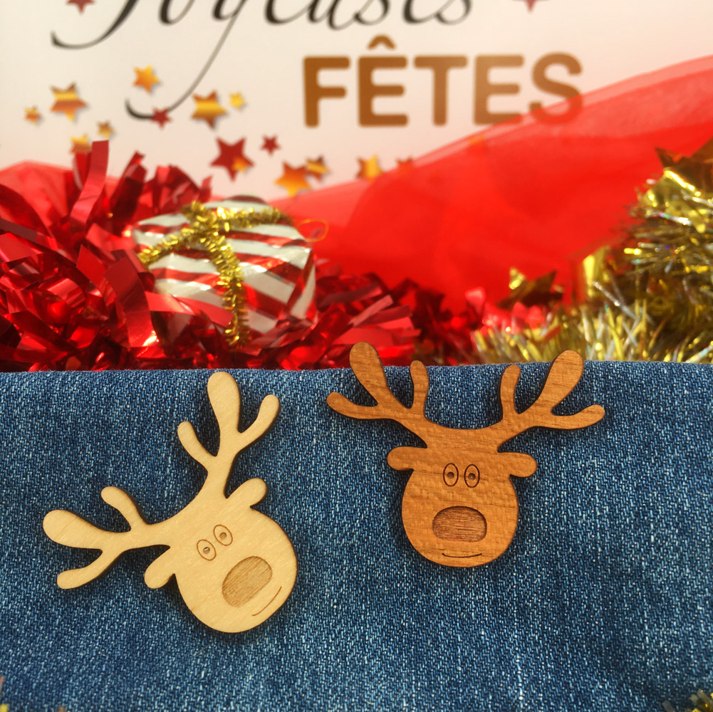pin's bois personnalisé gravé renne