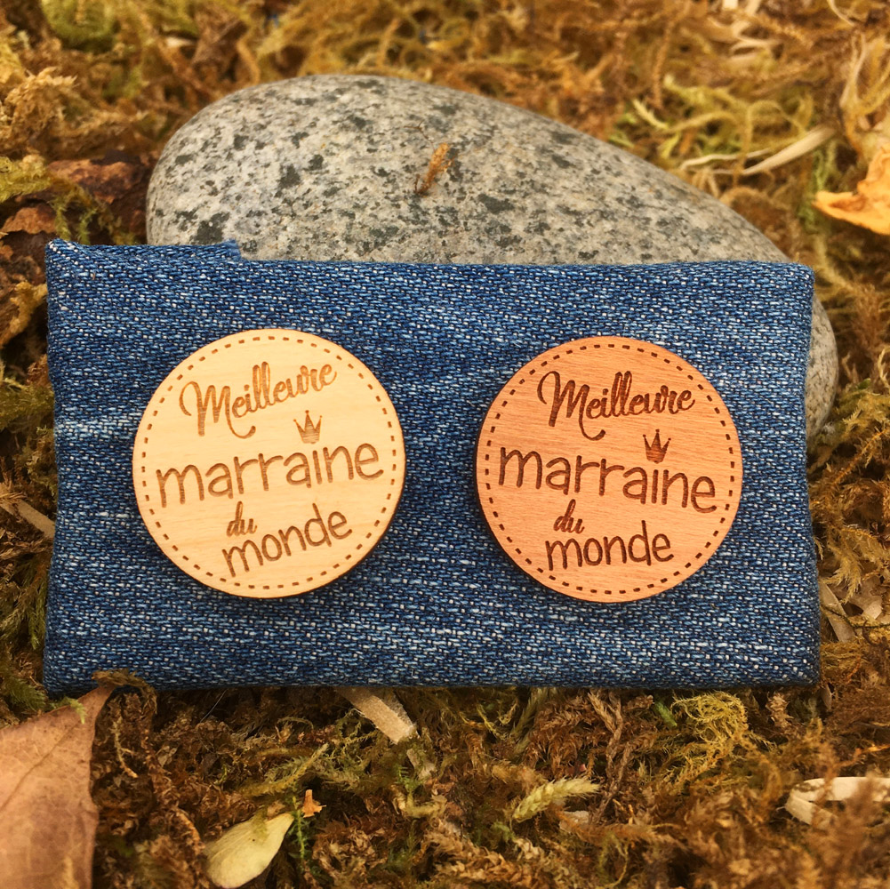 pins bois meilleure marraine érable et cerisier - idée cadeau marraine