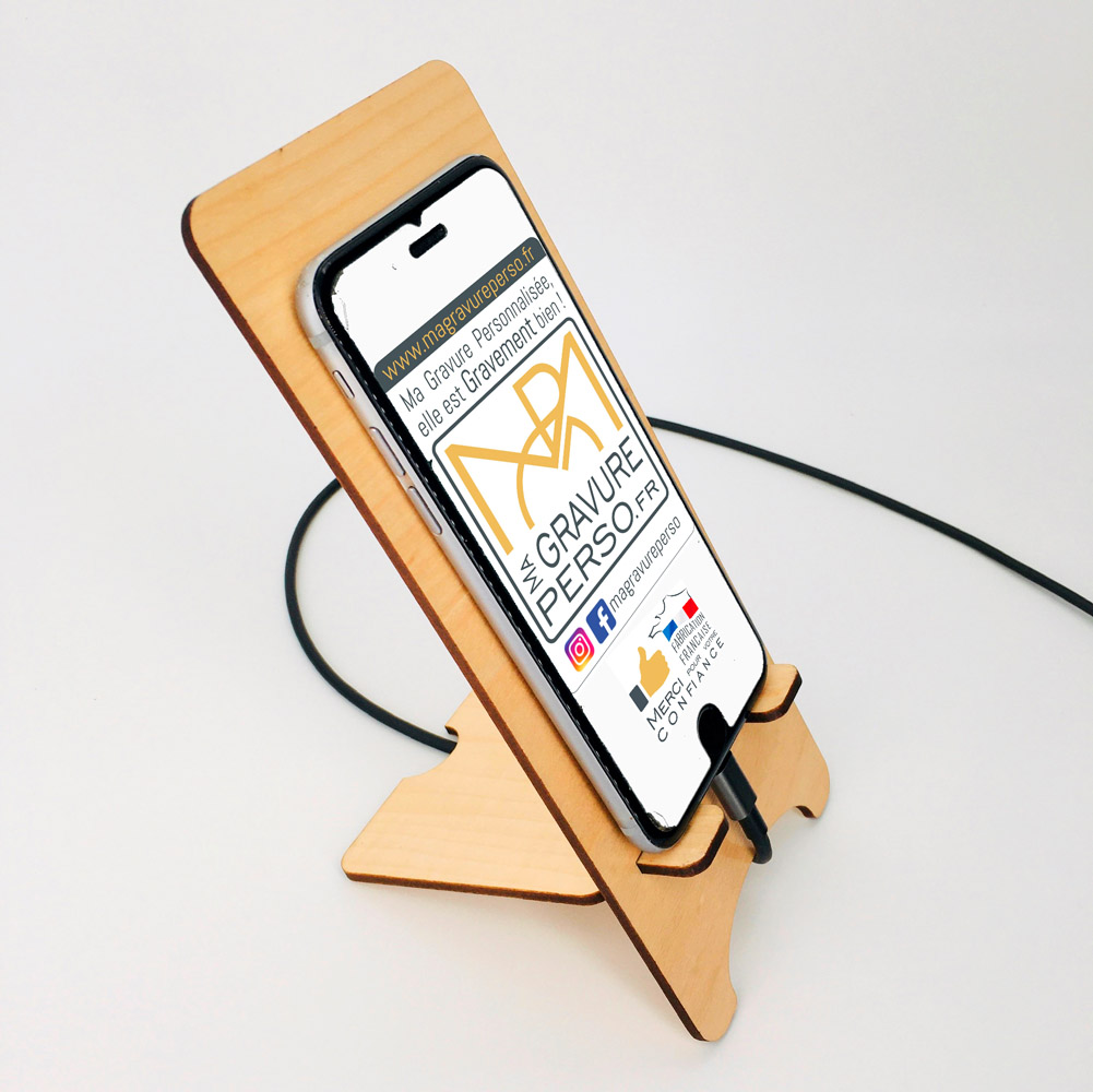 support téléphone personnalisable erable