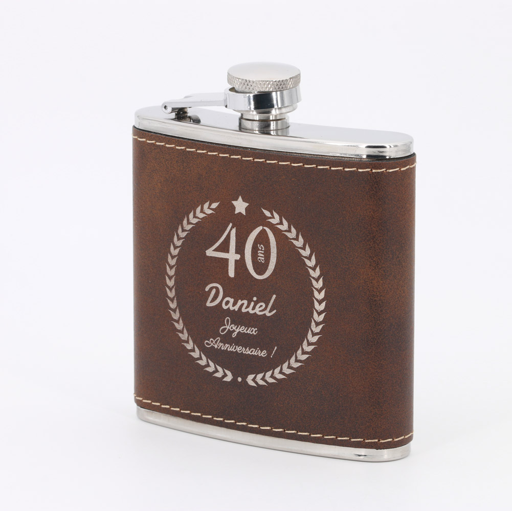 flasque cuir rétro personnalisable