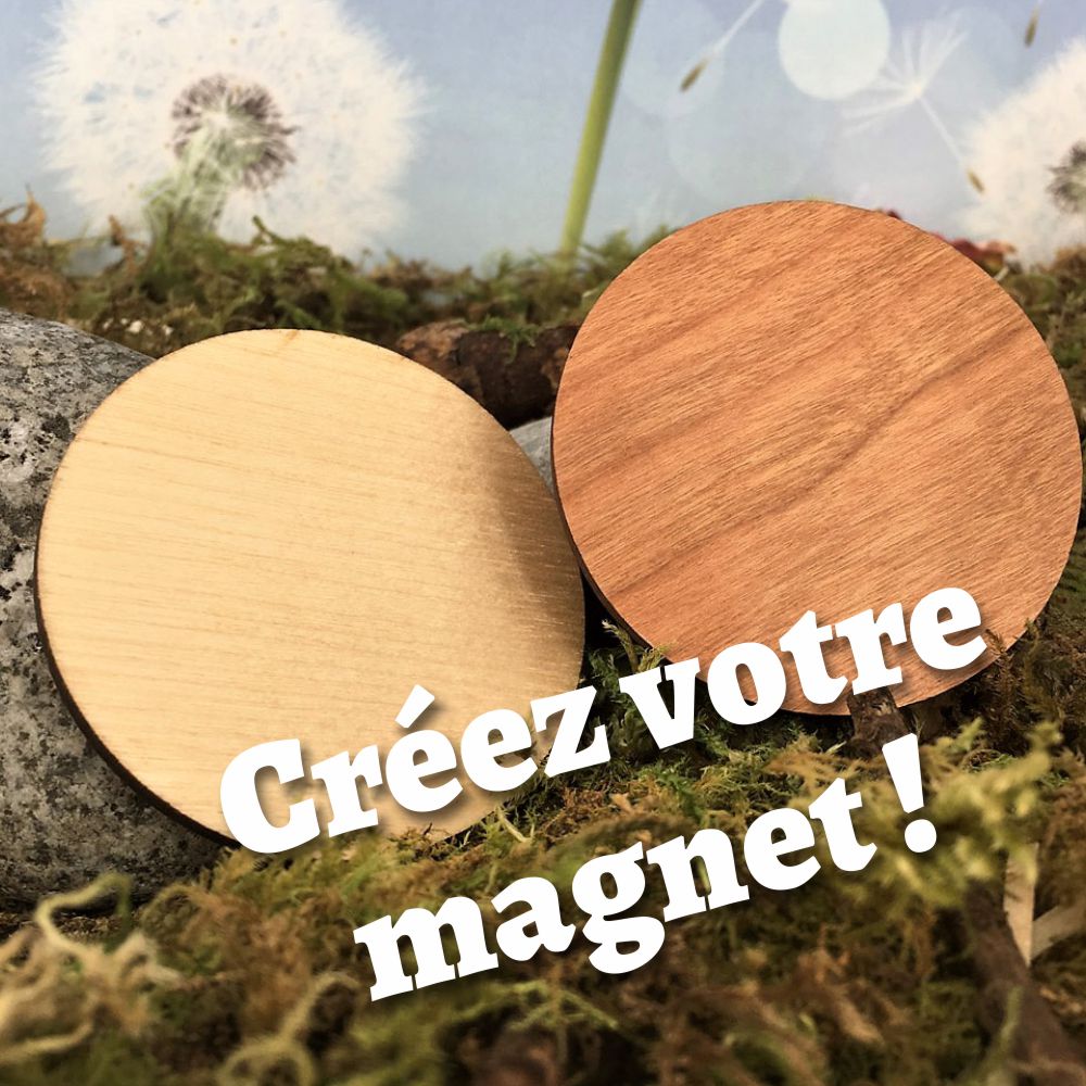 magnet bois rond personnalisé