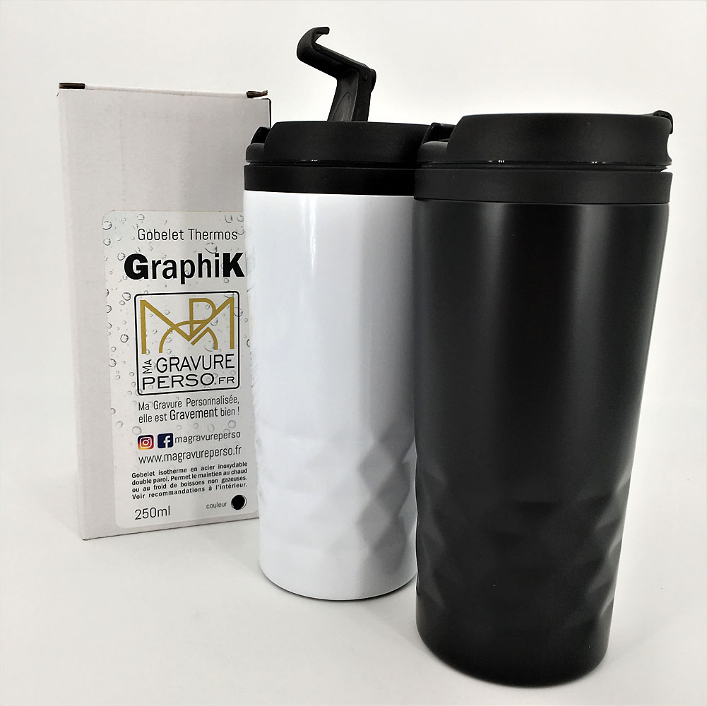 gobelets graphik isotherme noir et blanc