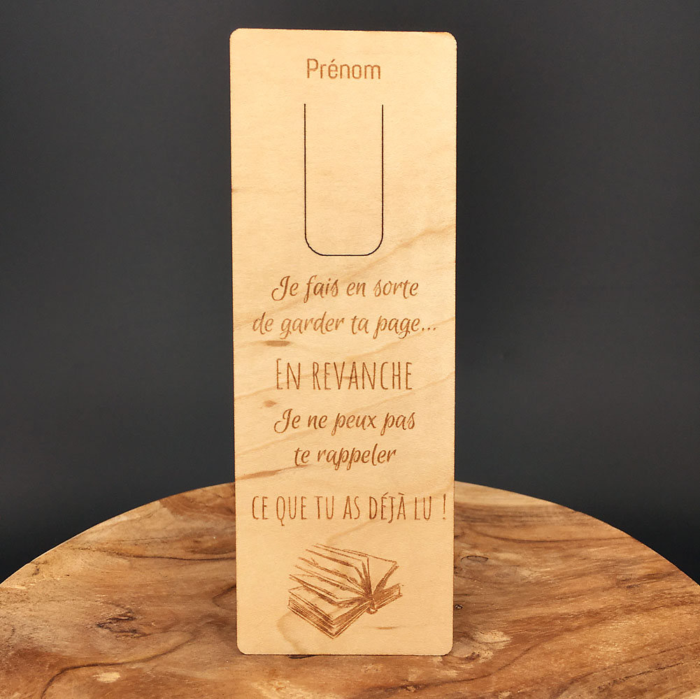 marque-page bois personnalisé l'amnésique