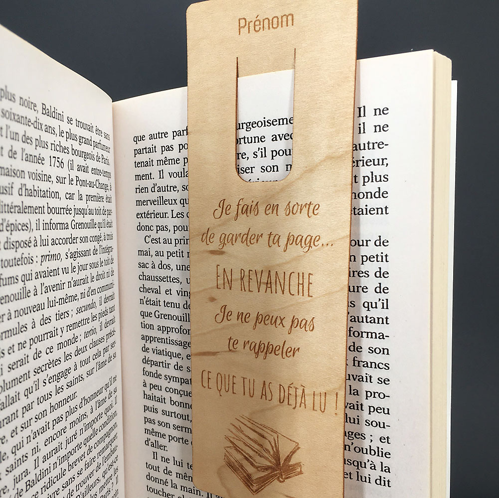 marque-page bois personnalisé l'amnésique