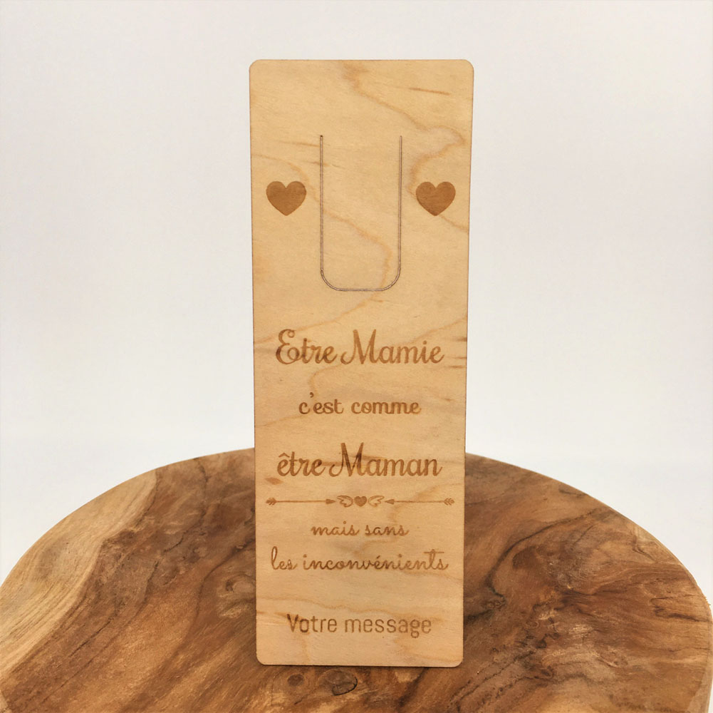 marque-page bois personnalisé être mamie