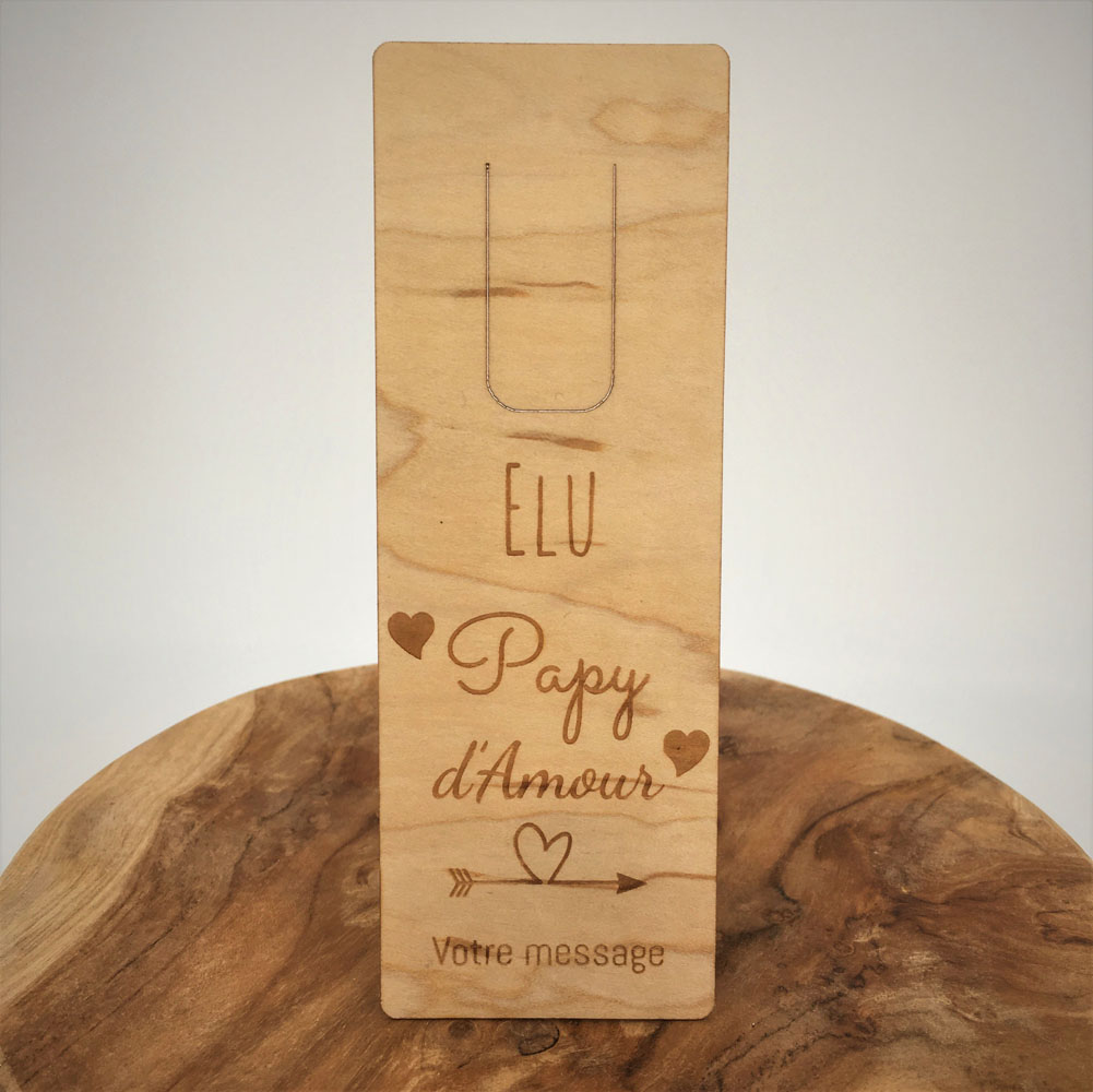 marque-page bois personnalisé élu papy d'amour d'amour