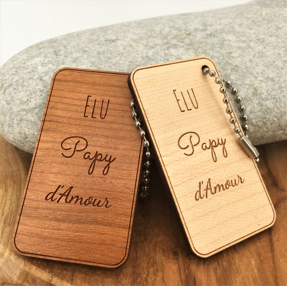 porte-clés bois personnalisé papy d'amour ensemble