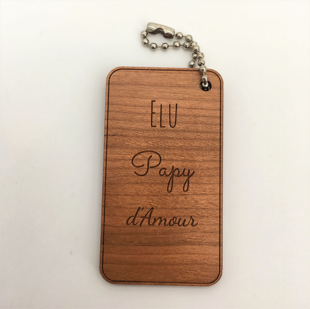 porte-clés bois personnalisé papy d'amour cerisier