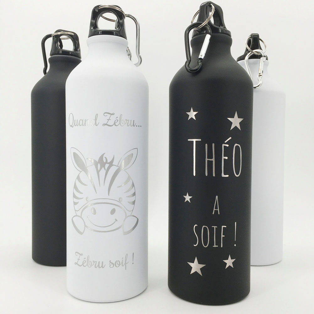 gourde pratik personnalisée aluminium 800 ml et mousqueton