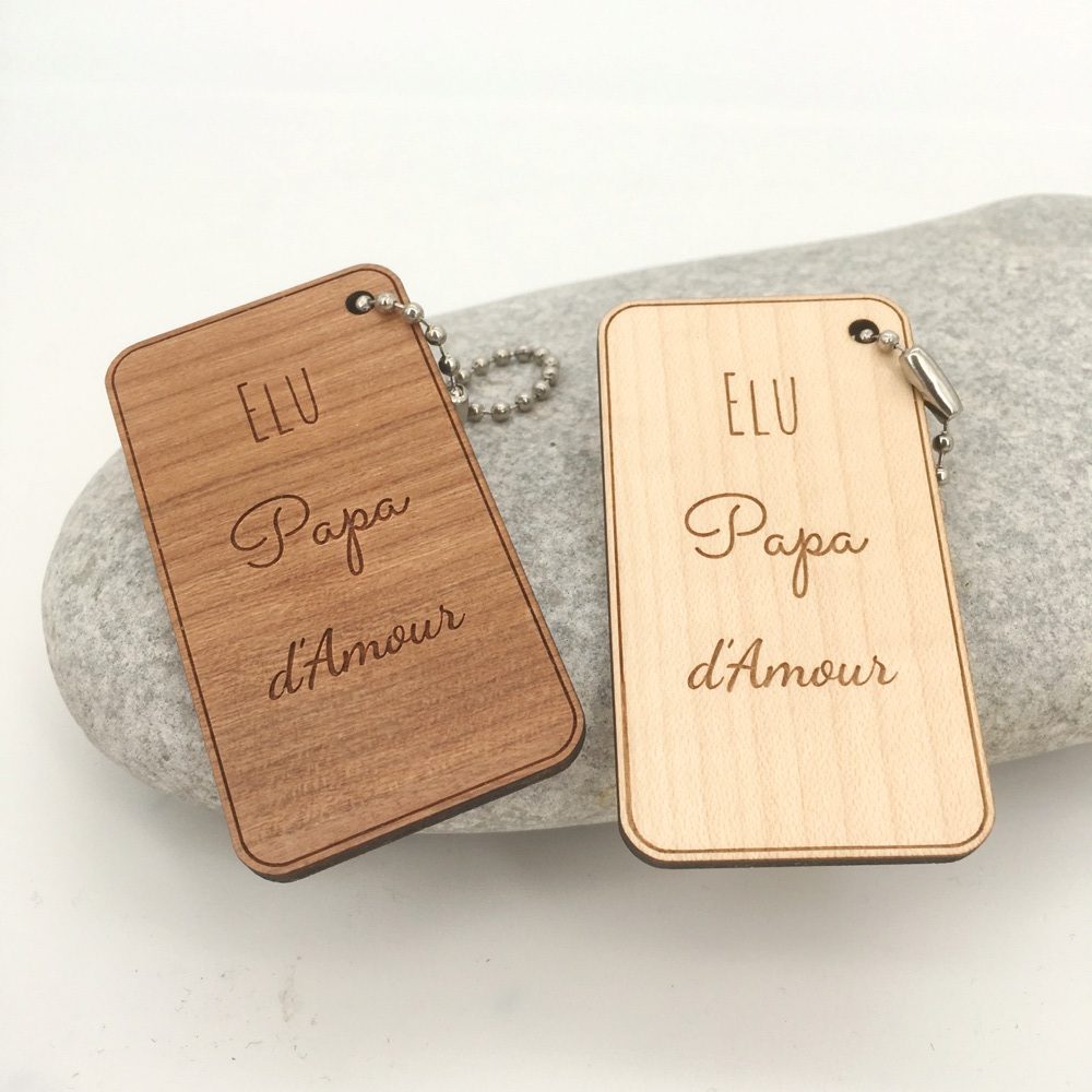 porte-clés papa d'amour personnalisés bois - idée cadeau fête des pères