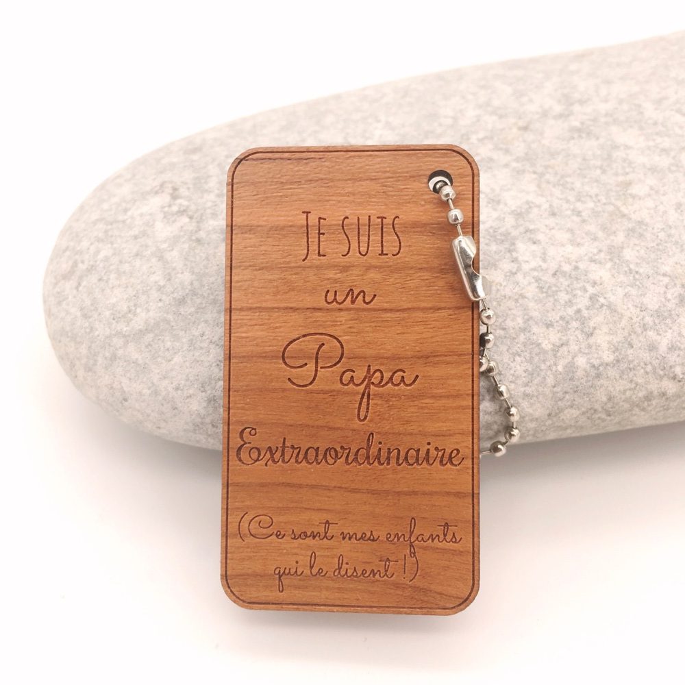 porte-clés papa extraordinaire personnalisés bois - idée cadeau fête des pères