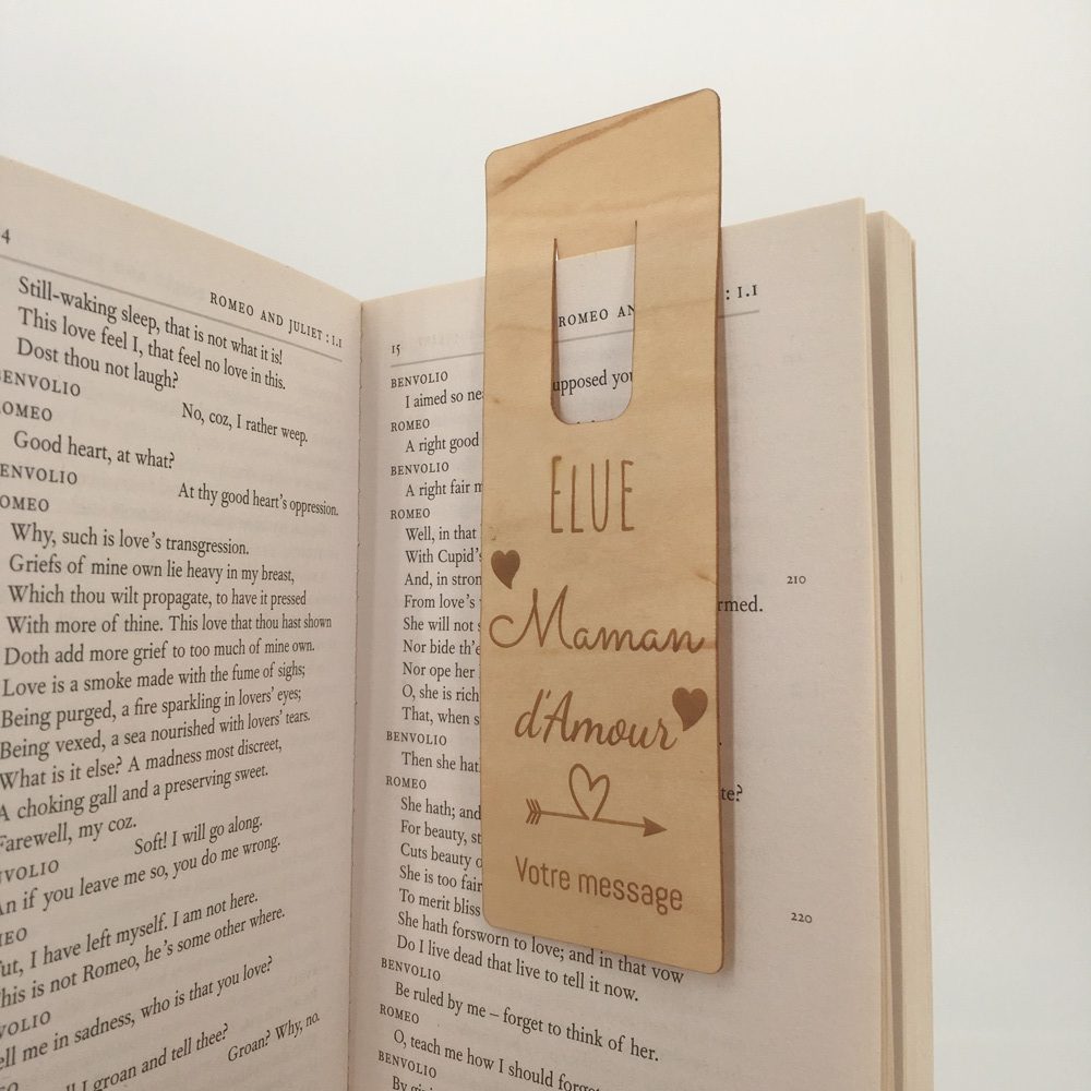 marque-page bois personnalisé maman d'amour - idée cadeau fête des mères