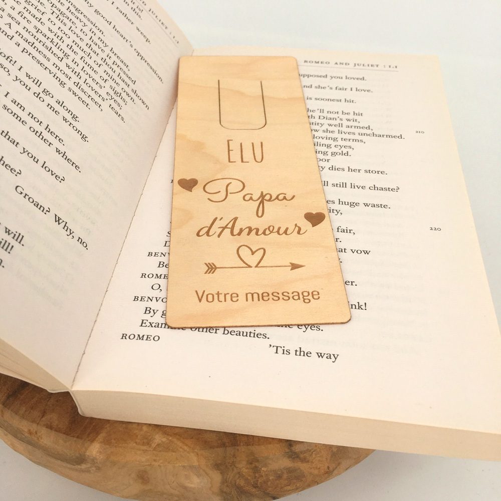 marque-page élu papa d'amour personnalisés bois - idée cadeau fête des pères