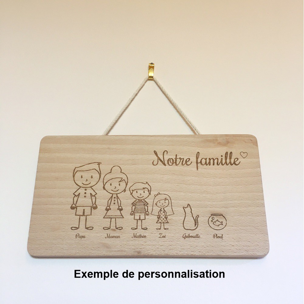 plaque déco en bois de hêtre personnalisée famille idée déco maison