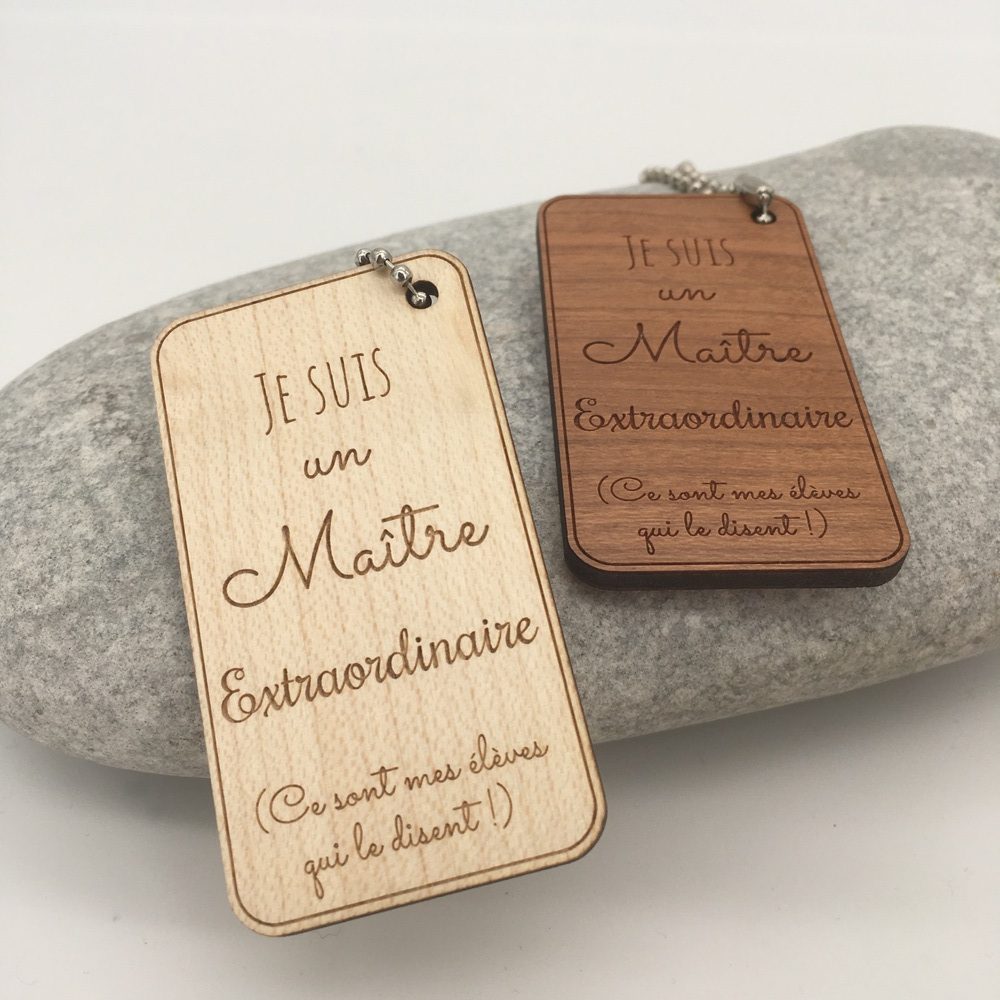 porte-clés maitre extraordinaire rectangle personnalisable - idée cadeau maître