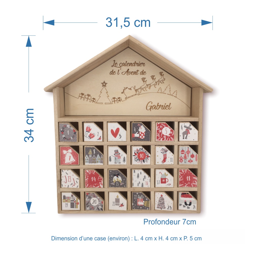 Calendrier avent bois personnalisable dimensions