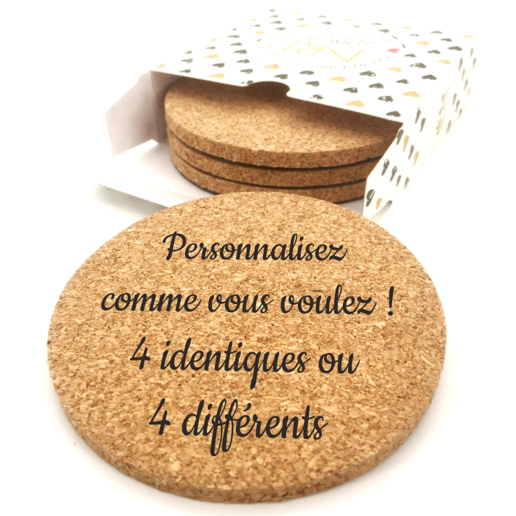 Sous verre liège à personnaliser - idée cadeau mariage