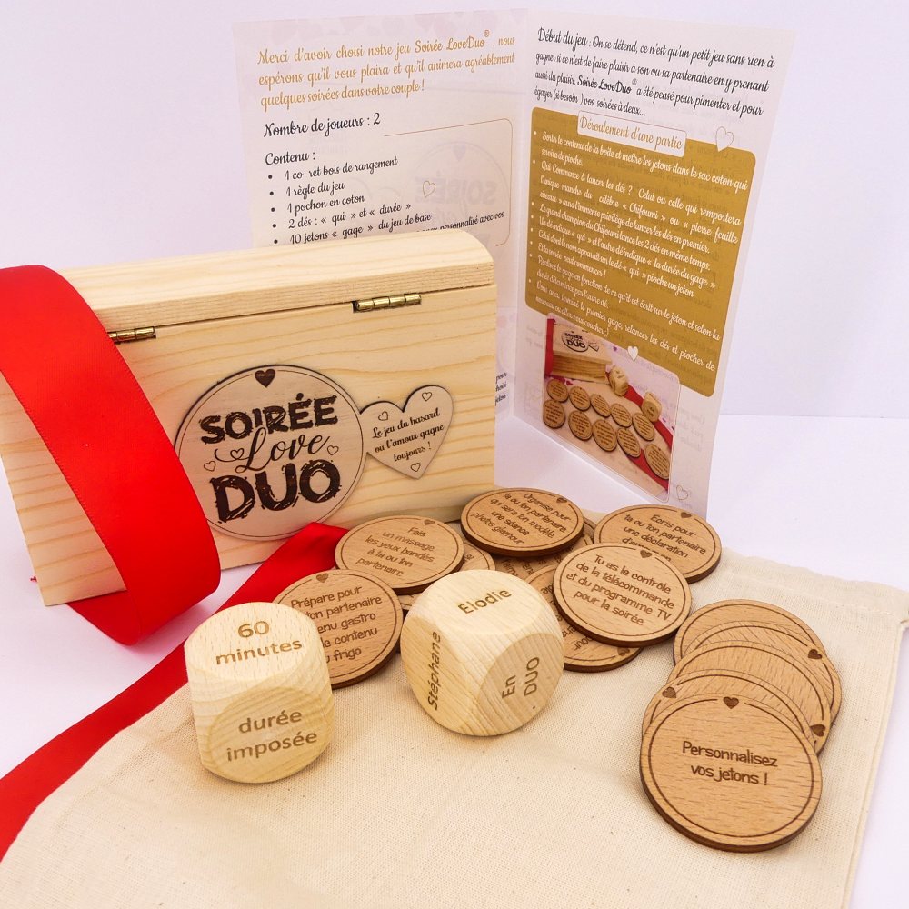 Jeu bois personnalisable pour amoureux Saint Valentin