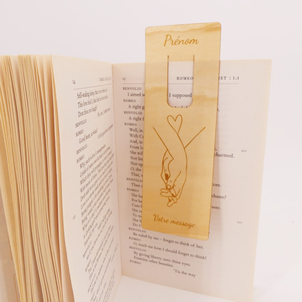 Marque page bois à personnaliser - cadeau St Valentin