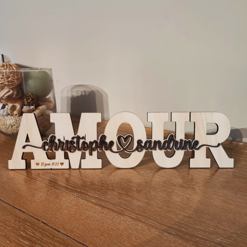 mot en bois personnalisé amour à poser