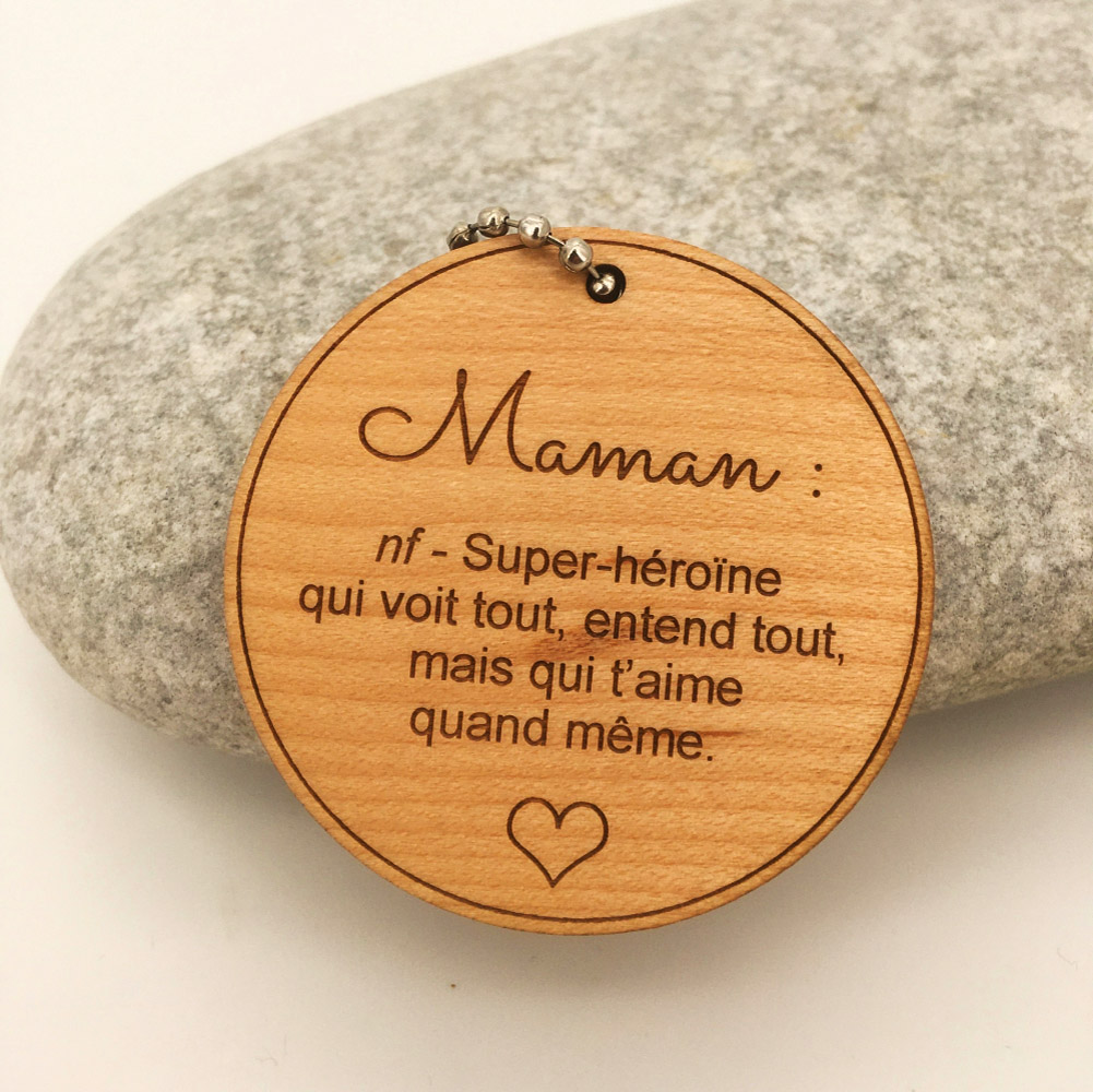 Porte-clés en bois personnalisé pour Maman