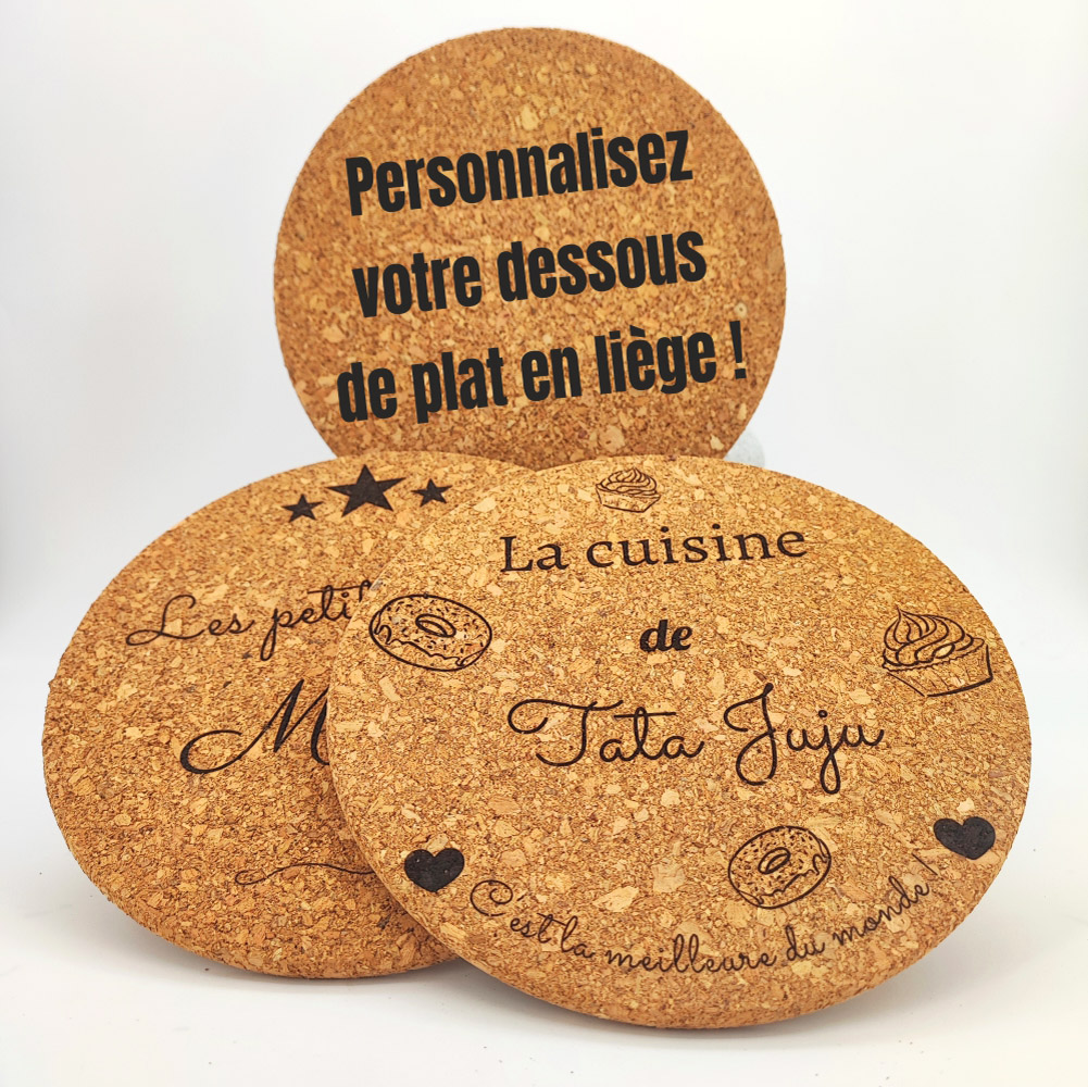 Dessous de plat en liège personnalisés