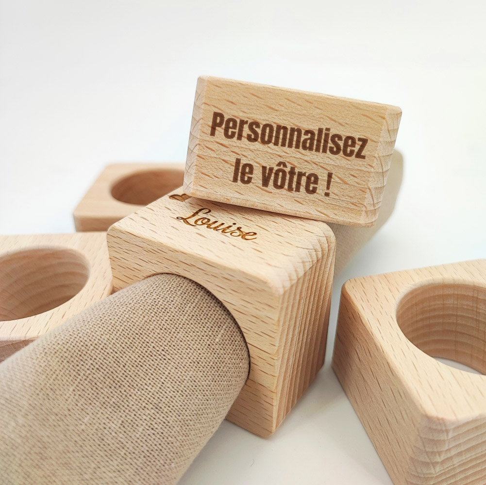 Rond de serviette bois de hêtre français àpersonnalisable