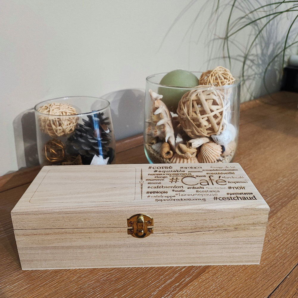 Boîte à café en bois personnalisable