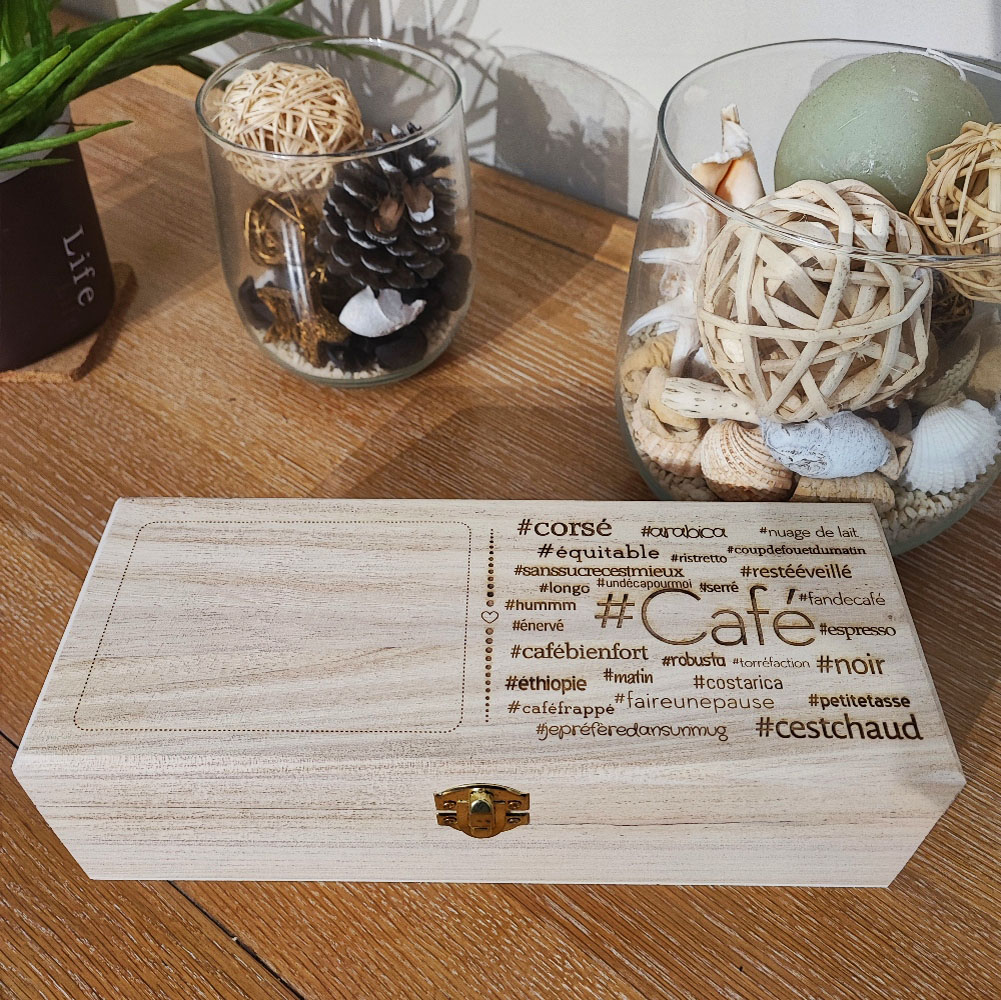 Boîte à café en bois personnalisée