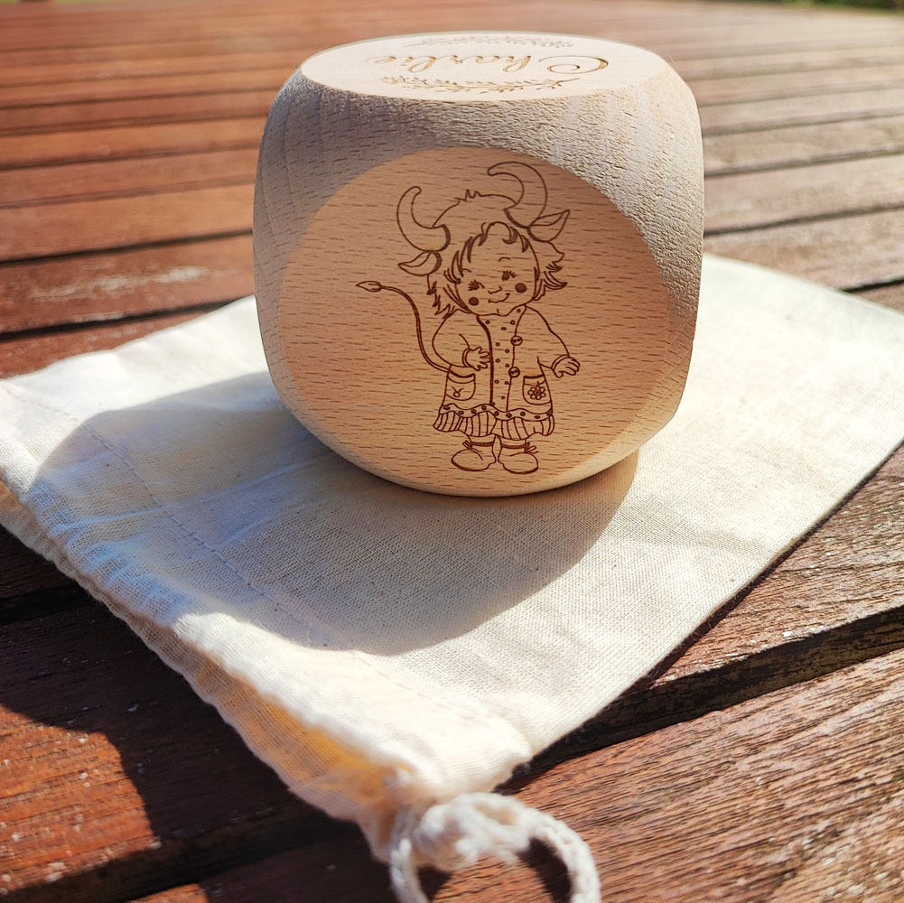 dé en bois personnalisé naissance signes astrologiques face signe astrologique