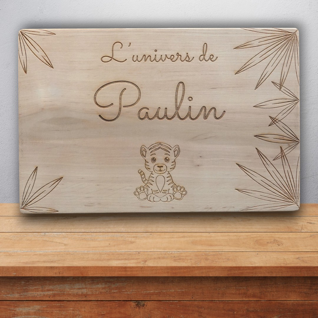 Plaque déco bois A4 en aulne pour décoration chambre proposition sans cordelette
